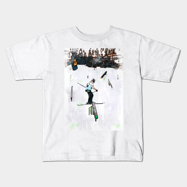 Skiing Freestyle Abstract. For ski lovers. Kids T-Shirt by ColortrixArt